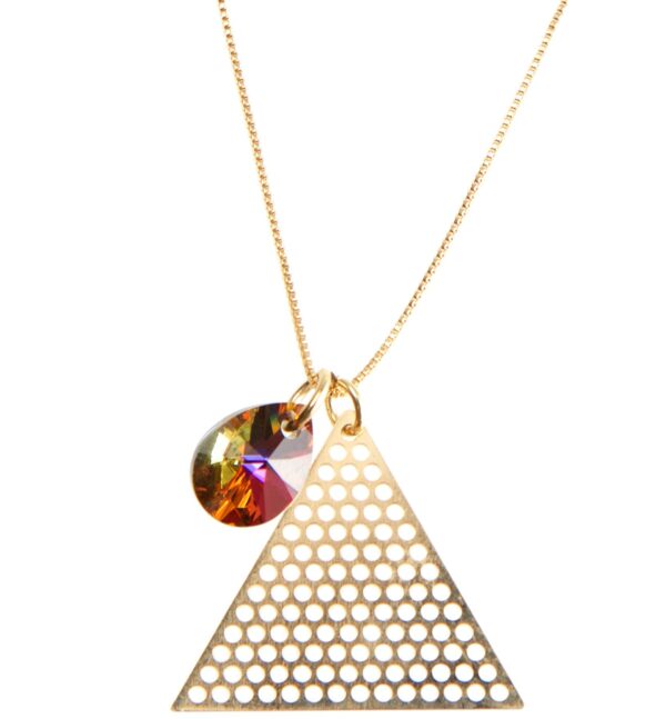 Collar triangulo con cristal Swarovski® bañado en Oro 24 Kilates
